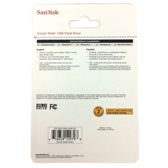 SanDisk 2 Flash Drives 16 GB Cruzer Glide USB Gray Purple Retractable Slider - Picture 3 of 3